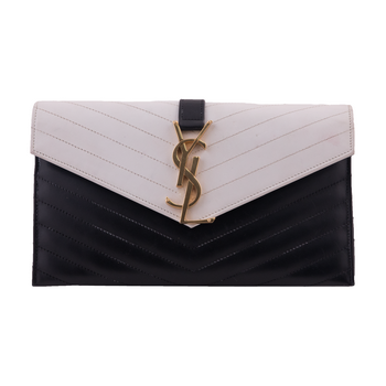 Black/White Bi-color Monogram Leather Envelope Clutch