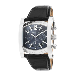 Bulgari Assioma Chronograph in Steel on Black Alligator Leather Strap with Dark Dial