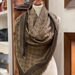Brown Shimmer Monogram Shawl (New)
