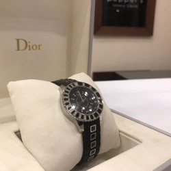 DIOR BLACK STAINLESS STEEL & RUBBER DIAMONDS CHRISTAL