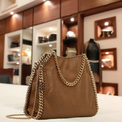 Camel Brown Small Falabella 3 Chains Shoulder Cross Bag (New)