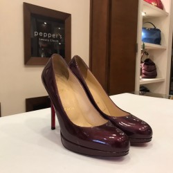 Burgundy Simple Pump Patent Leather High Heels Shoes