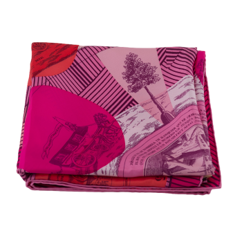 Pink Multicolor Carre Squared Scarf / Shawl (New)