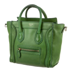 CELINE MICRO ELECTRIC GREEN LUGGAGE BAG PEBBLED LEATHER