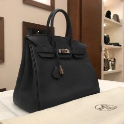 Hermes Birkin 35 dark blue togo leather palladium hardware