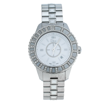 White Stainless Steel Diamonds Christal CD113112-V Women's Wristwatch 33 mm