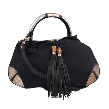 Black Indy Tassle Hobo Monogram
