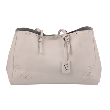 White Leather Shopping Tote