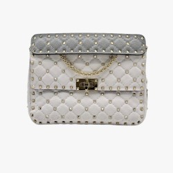 Valentino Garavani White/Gray/Red Nappa Rockstud Spike Bag – GHW (preorder)