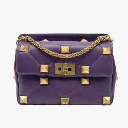 Valentino Garavani Purple Lambskin Roman Stud Bag – GHW (preorder)