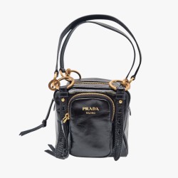 Prada Black Leather Dangle Mini Boston Bag – GHW (preorder)