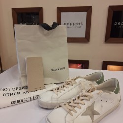 golden goose white x green shoes size 46