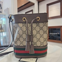 Gucci Ophidia Mini GG Supreme Bucket Bag in beige and ebony - NEW