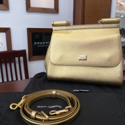 Dolce & Gabbana Metallic Gold Leather Sicily bag