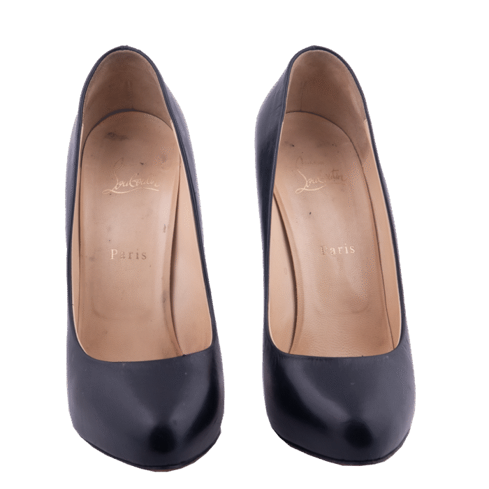 Black Leather Pumps High Heels (Size 40)