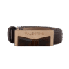 Brown Leather Belt with Metal Bow Detail Plaque
