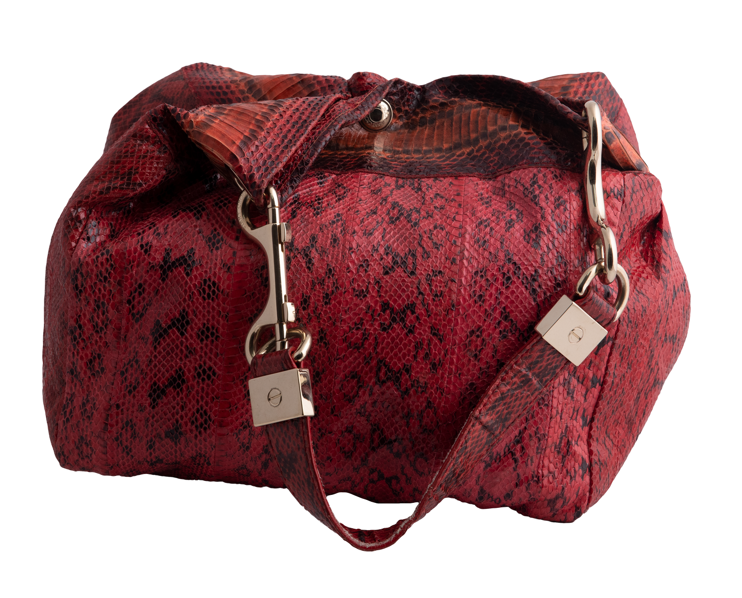 Red Belted Hobo Shoulder Bag