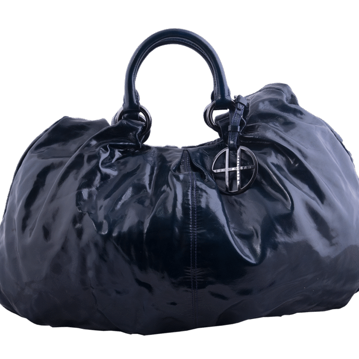 Blue Patent Leather Oversized Shoulder Bag