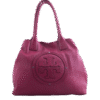 Plum Leather Logo Shoulder Bag
