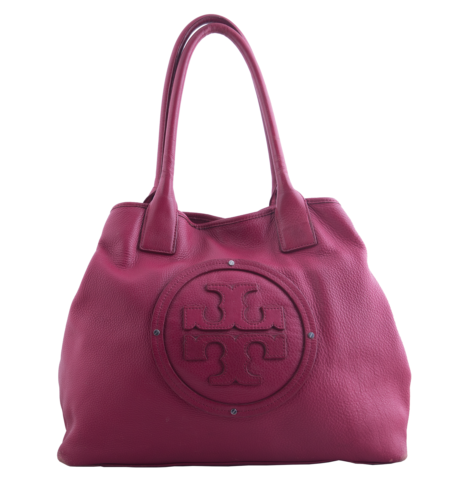 Plum Leather Logo Shoulder Bag
