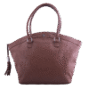 Brown Leather Zip around Top Handle Bag
