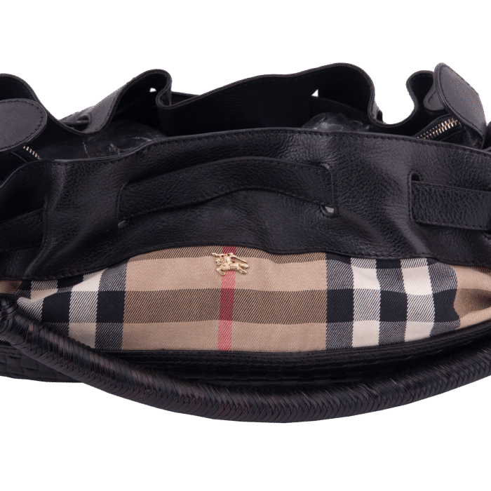 Beige & Black House Check Braided Bag