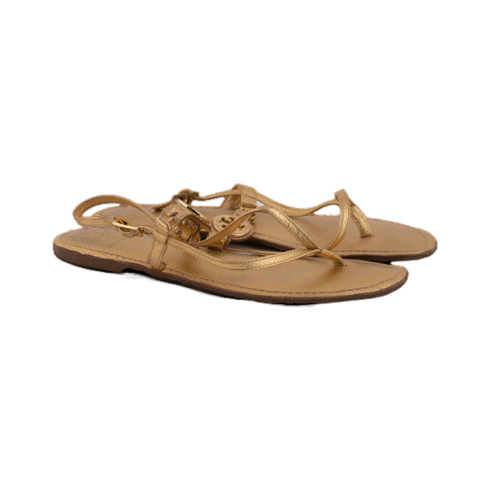 Gold Logo Flat Sandals