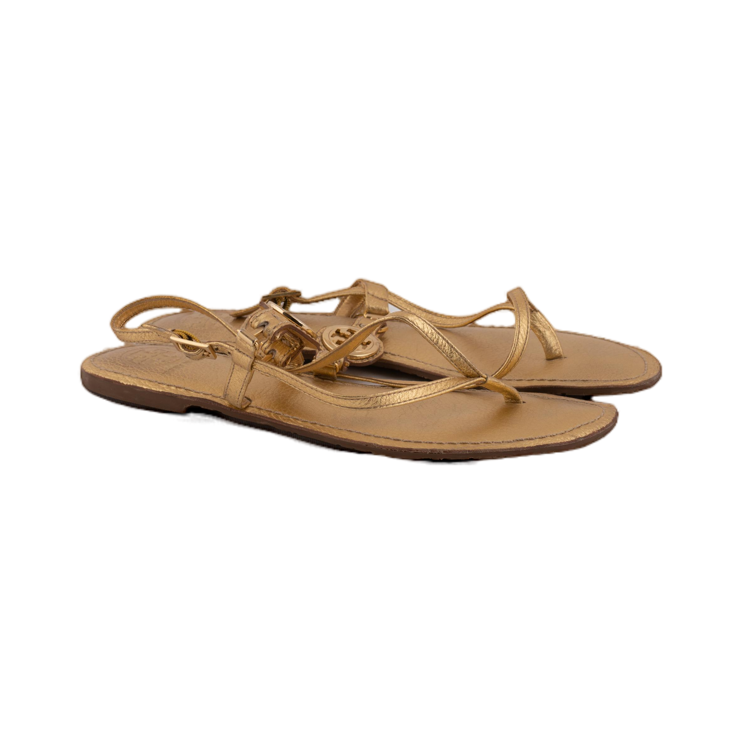Gold Logo Flat Sandals