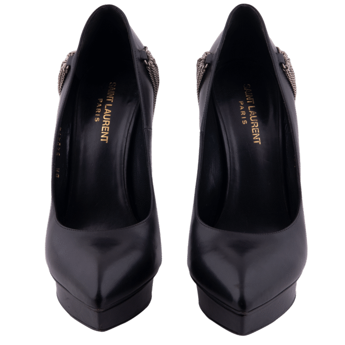 Black Chain Pointed toe Pumps Evening Shoes