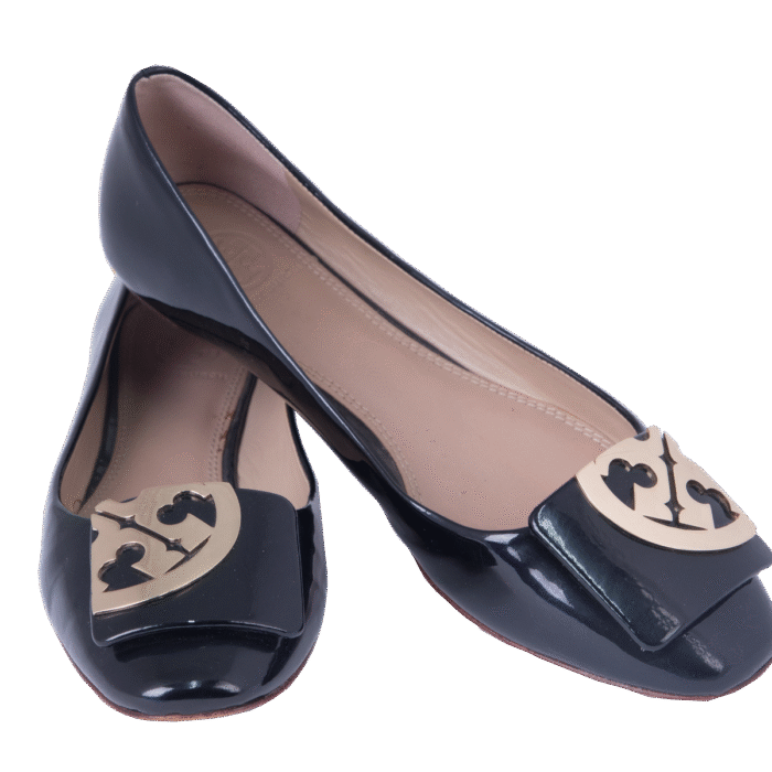 Black Logo Ballerina Flats