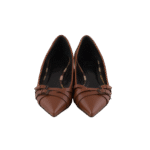 Brown leather X Canvas Checkhouse Ballerina Flat Shoes