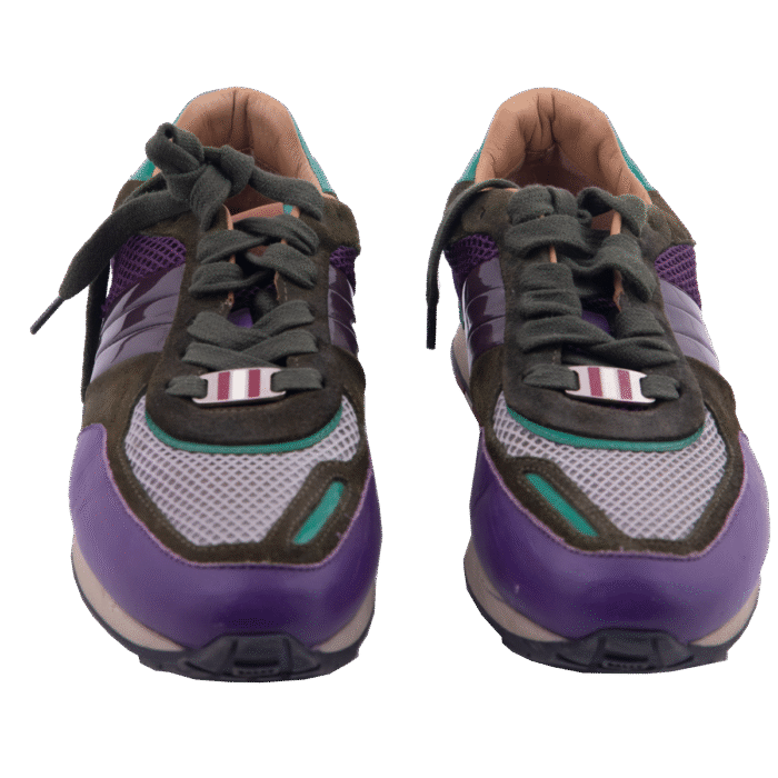 Purple & Green Tri-color Suede Leather Sneakers (Size 37.5)