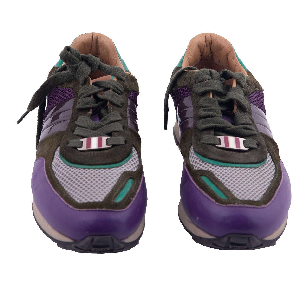 Purple & Green Tri-color Suede Leather Sneakers (Size 37.5)