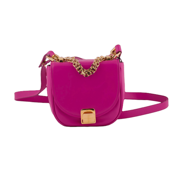 Fuschia Leather Shoulder Crossbody Bag