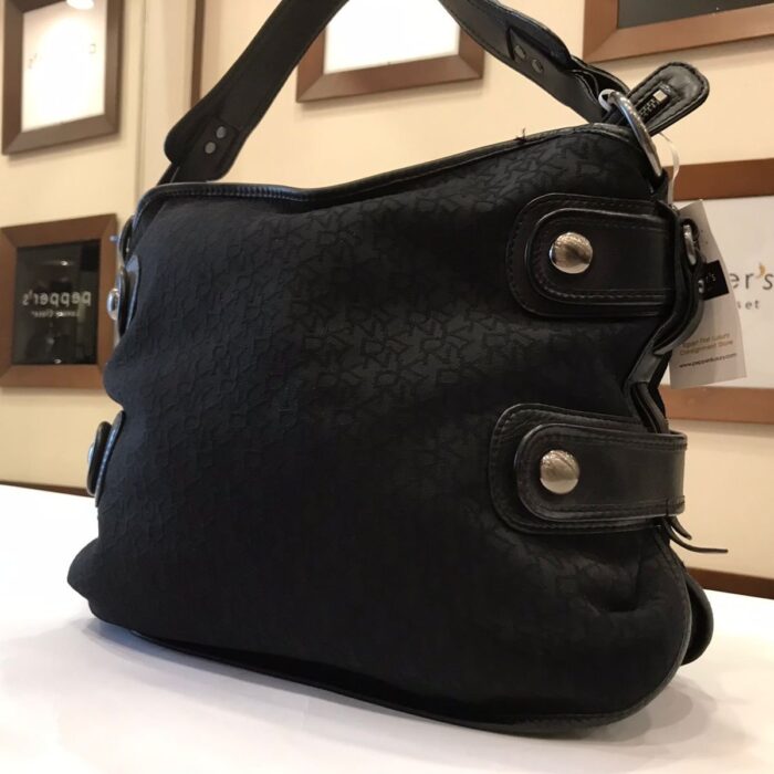 black monogram canvas tote shoulder bag