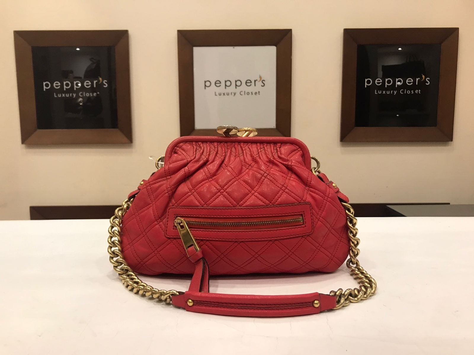 RED STAM QUILTED LEATHER BAG MEDIUM - RED CROSS BAG