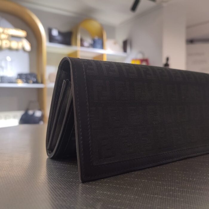 BLACK LONG BIFOLD WALLET MONOGRAM INSIDE ZIP-UP