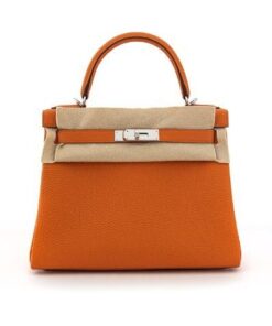 Hermes Kelly size 25 Togo Leather Palladium Hardware Full Set