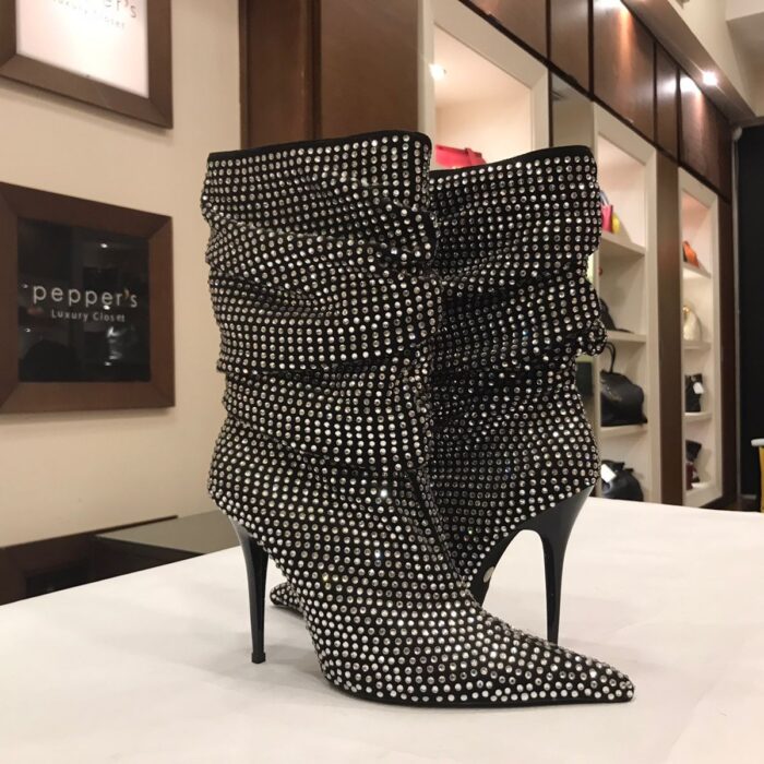 Black Jeffrey Camp Bell Die40 Crystal Embellished Sloush Boot