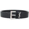 BLACK MONOGRAM BELT WITH SQUARE BUCKLE IN SMOOTH LEATHER