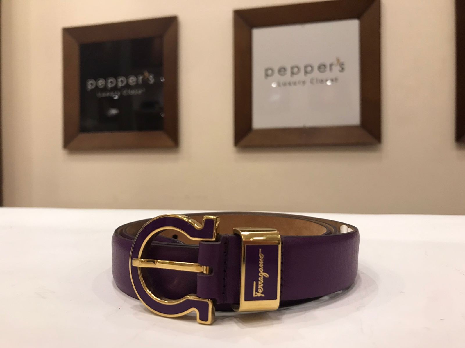 Purple Logo Leather Belt