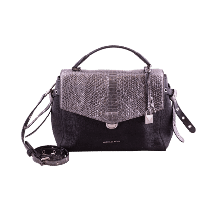 Black x Gray Python Embossed leather satchel shoulder bag