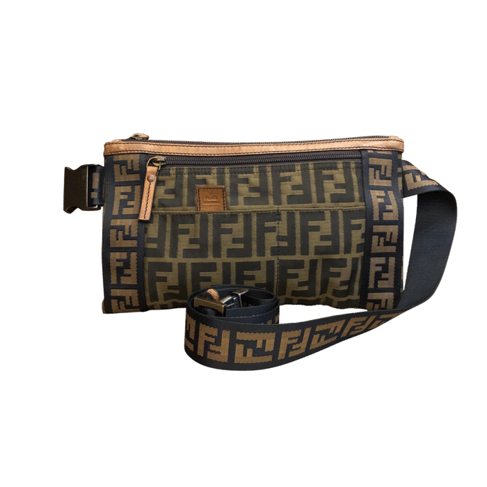 2010s FENDI Brown Zucca Jacquard Flat Belt Bag Waist Bag