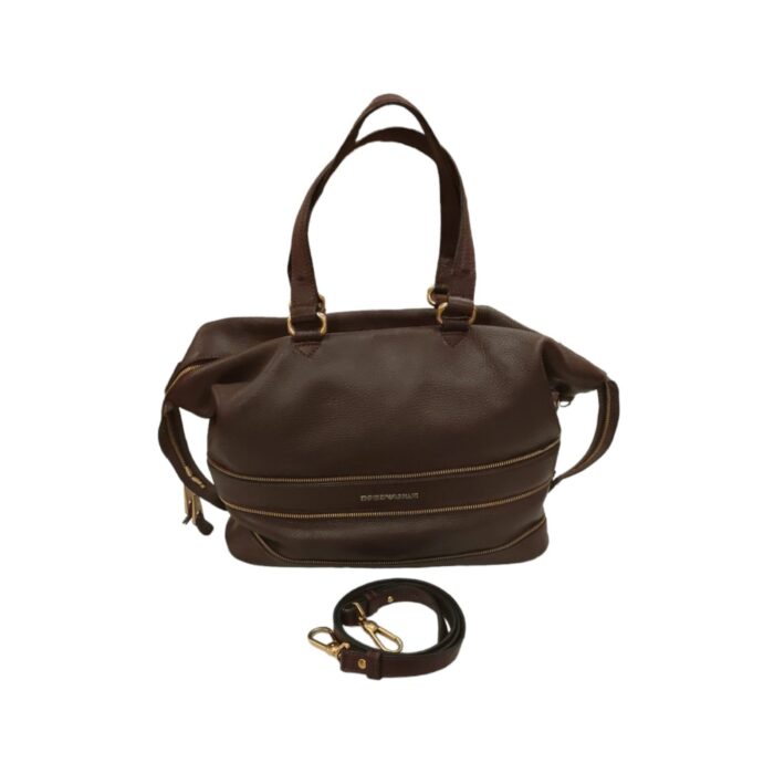BURGUNDY SHOULDER BAG 2-WAY LONG HANDLE MULTI ZIPPER