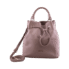Beige Leather Drawstring Shoulder Bag