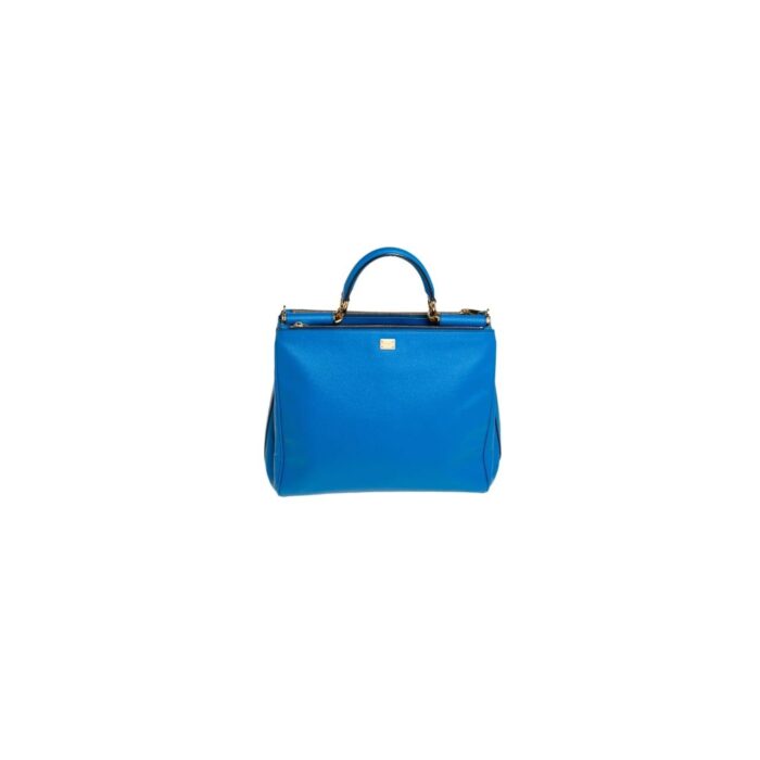 AZURE BLUE LEATHER MISS SICILY DOUBLE ZIP TOP HANDLE BAG