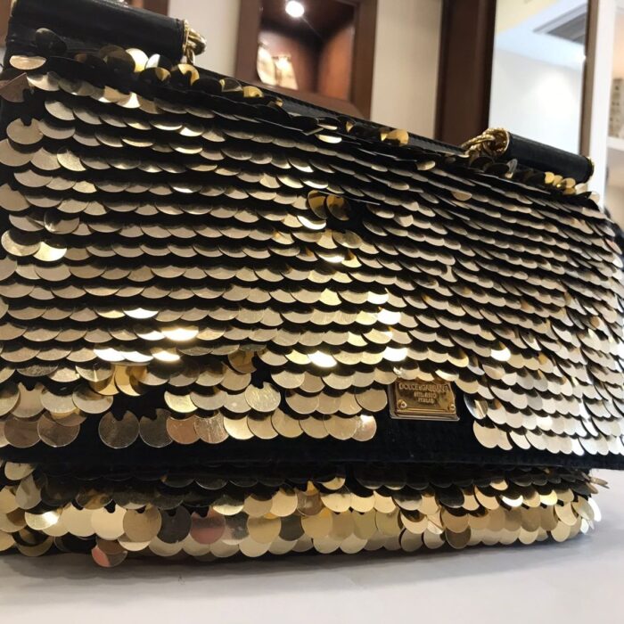 Dolce & Gabbana Metallic Gold Sequins Shoulder Bag