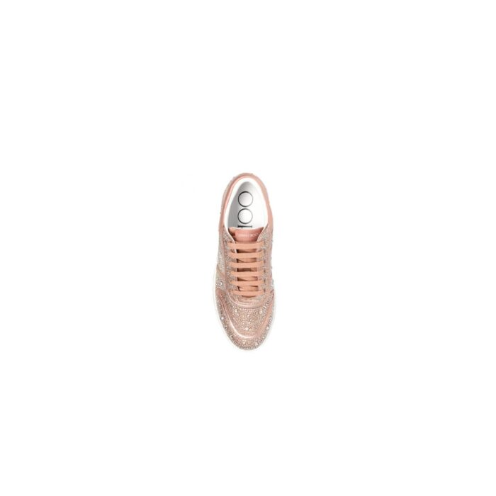 PINK ROUND TOE RUBBER SOLE WITH JEWELS LOW-TOP SNEAKER