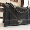 FLAB DIORAMA METALLIC MICRO CANNAGE MEDIUM GUNMETAL GRAY CALFSKIN LEATHER SHOULDER BAG