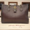 SALVATORE FERRAGAMO LEATHER GANCINI FLAP TOTE